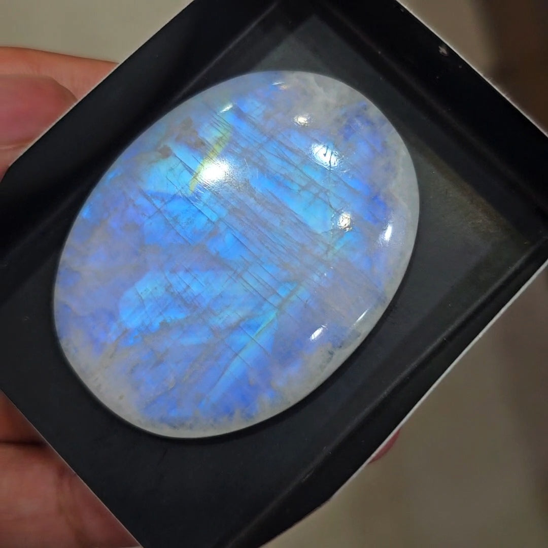 1 Pcs Natural Rainbow Moonstone Cabochons |41x53mm | Shape: Oval