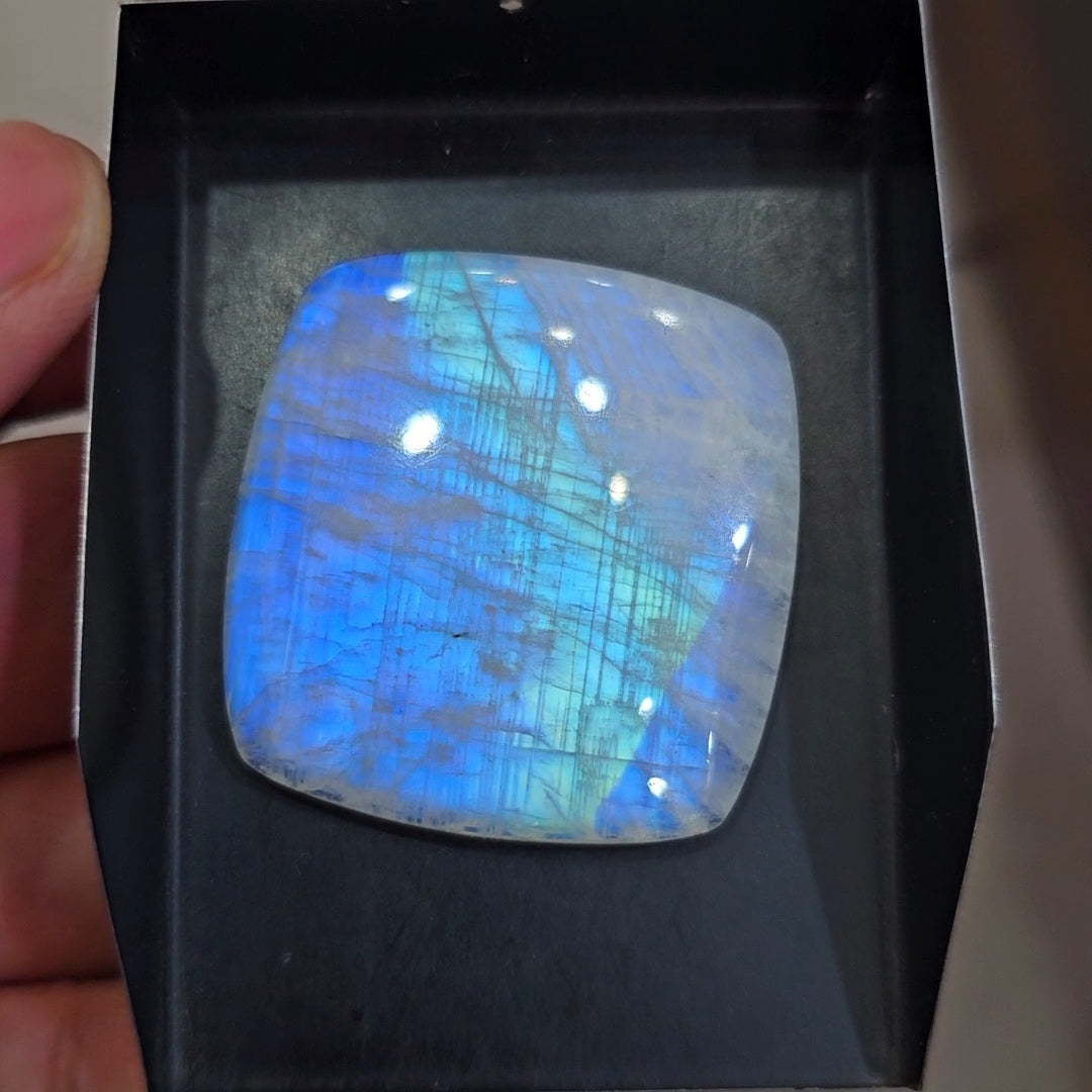 1 Pcs Natural Rainbow Moonstone Cabochons |38x40mm | Shape: Rectangle