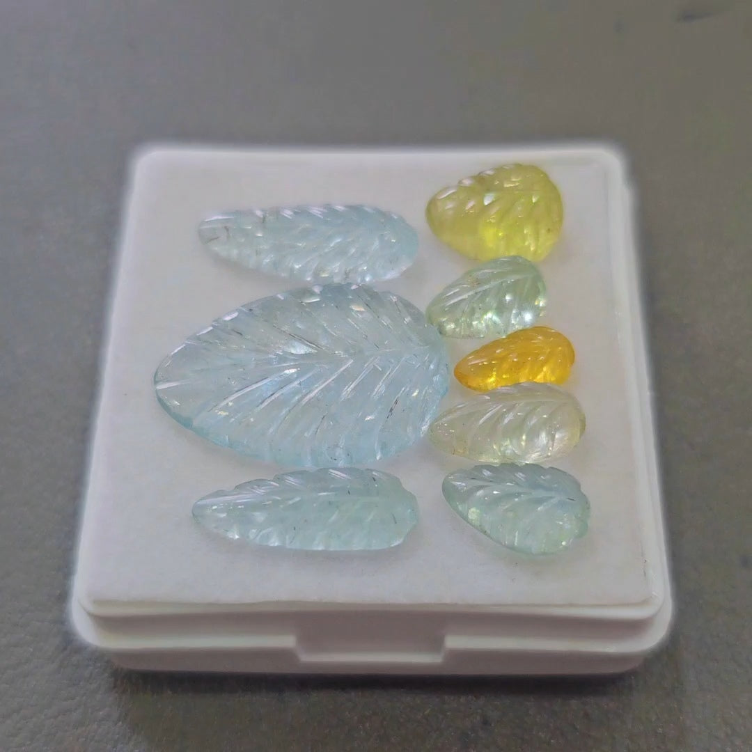 8 Pcs Natural Mix Berly Carved |9-21mm | Shape: Leaf