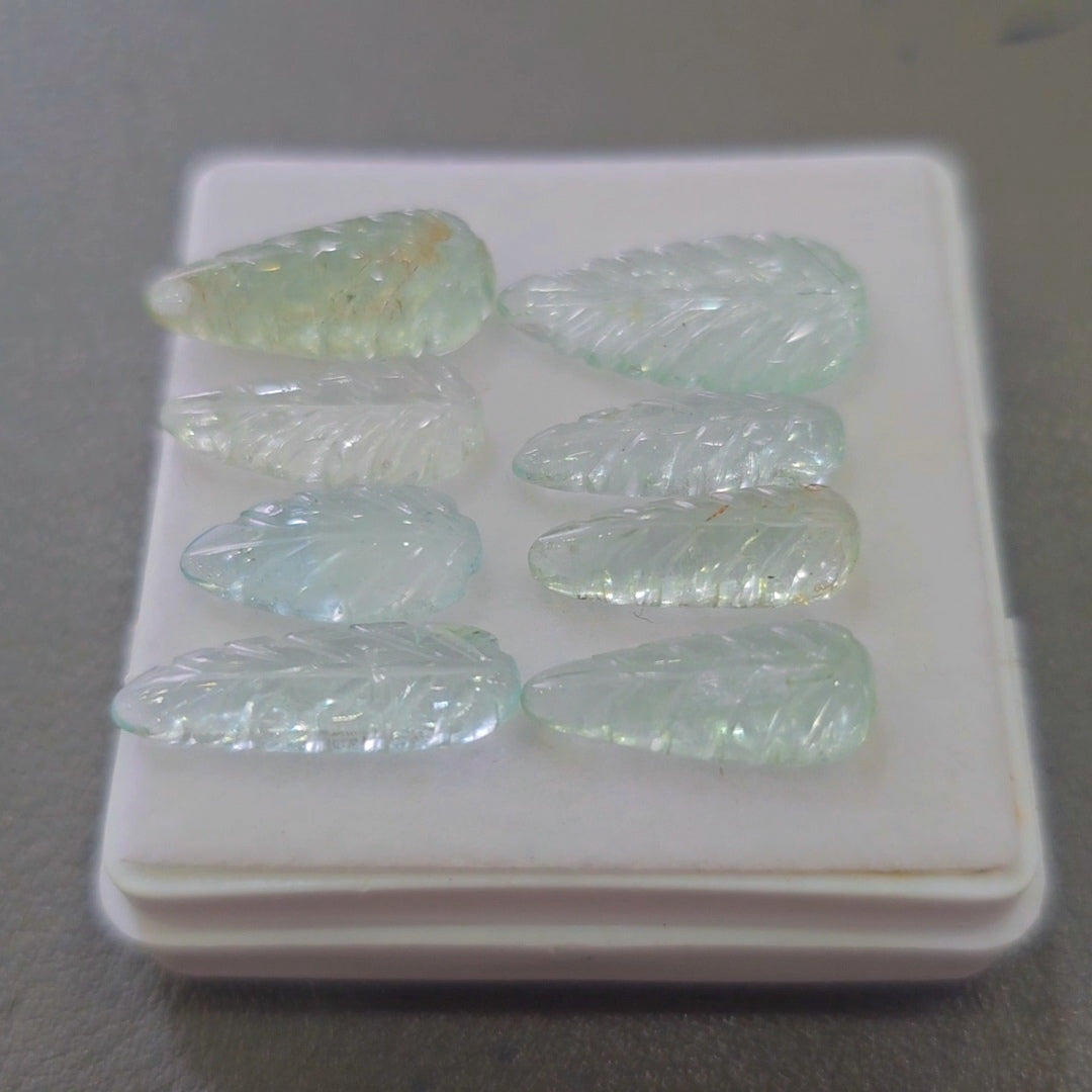 8 Pcs Natural Mix Berly Carved |13-18mm | Shape: Leaf