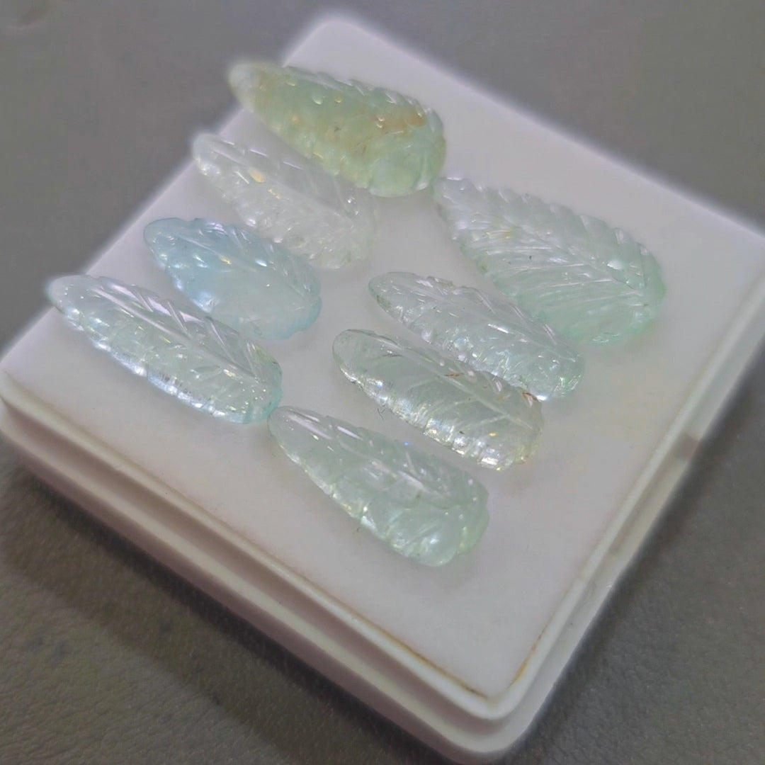 8 Pcs Natural Mix Berly Carved |13-18mm | Shape: Leaf