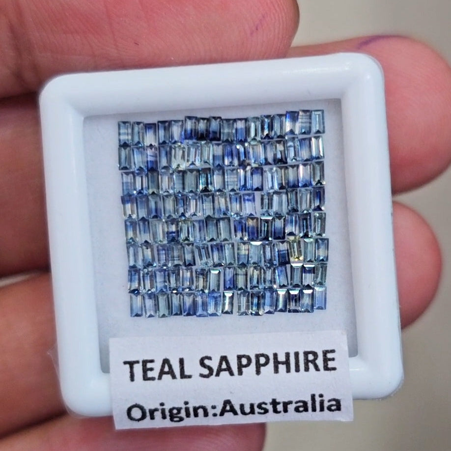 1 Box Of Natural Unheated Teal Sapphire From Australia | 2x1mm| Rectangle | Ideal Cut