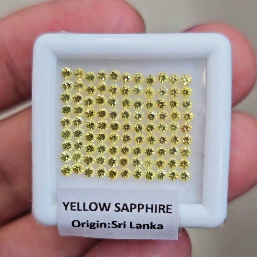 1 Box Of Natural Yellow Sapphire From Sri Lanka | 1.8mm| Round Ideal Cut