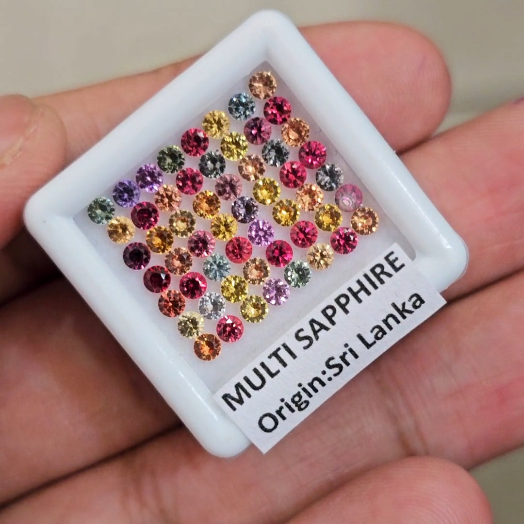 1 Box Of Natural Heated Multi Sapphire From Sri Lanka | 2.5mm| Round | Ideal Cut