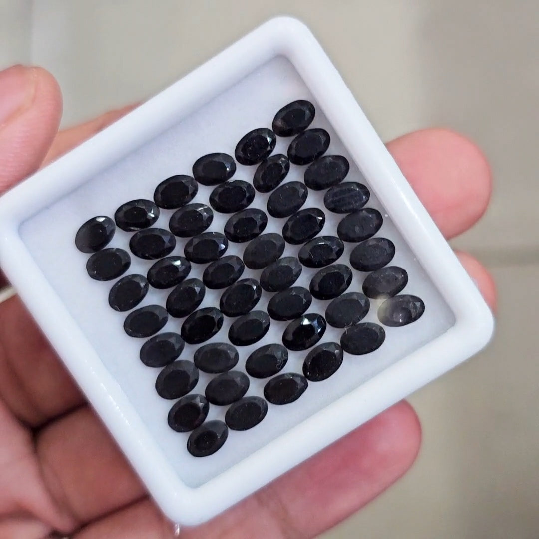 48 Pcs of Natural Black Onyx Faceted | Oval | Size: 6x4mm