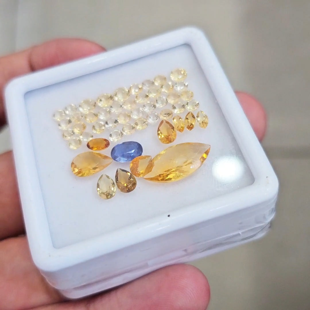 49 Pcs Of Natural Citrine & Kyanite Faceted | Mix | Size:3-15mm