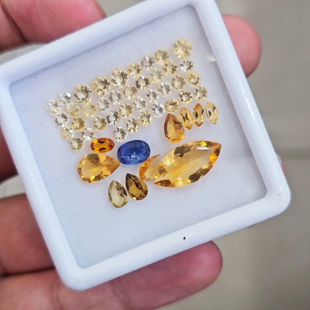49 Pcs Of Natural Citrine & Kyanite Faceted | Mix | Size:3-15mm