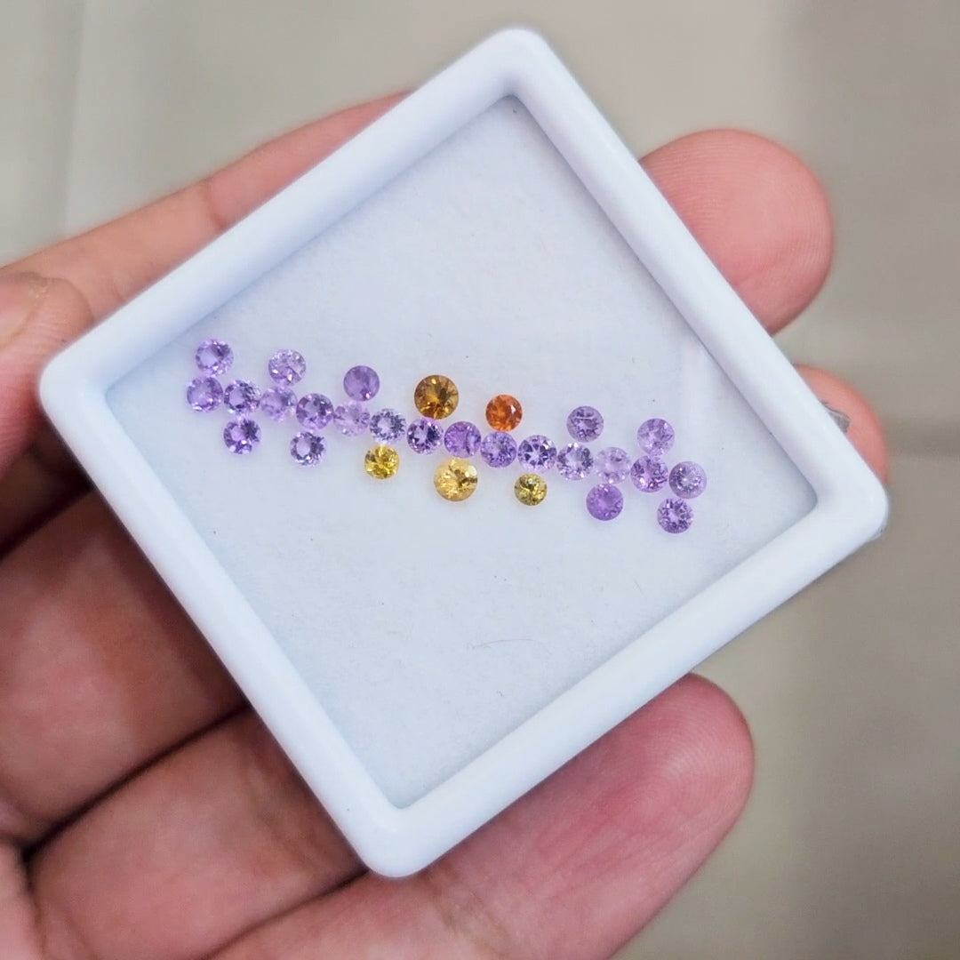 28 Pcs Of Natural Citrine & Amethyst Faceted | Round | Size:1-3mm