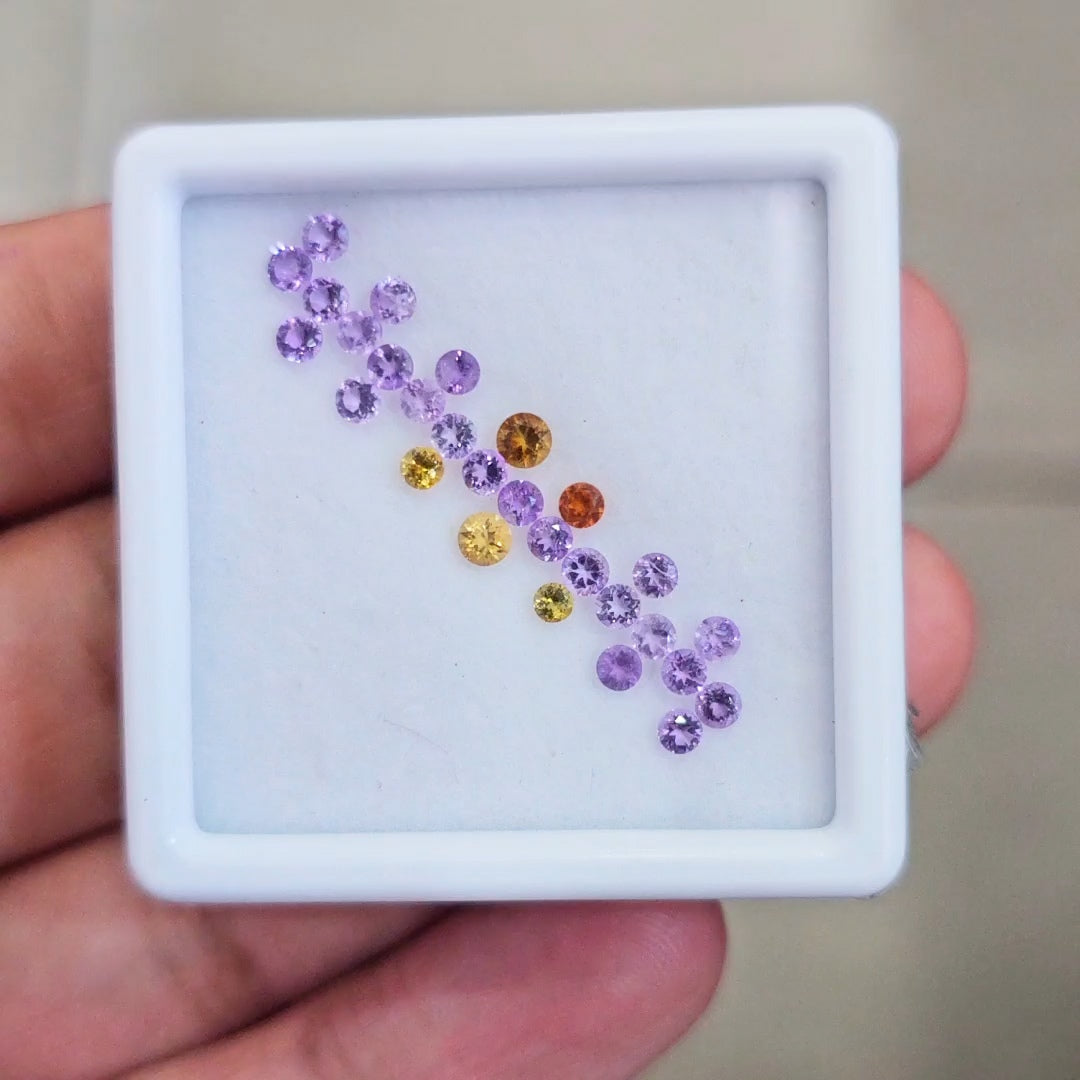 28 Pcs Of Natural Citrine & Amethyst Faceted | Round | Size:1-3mm
