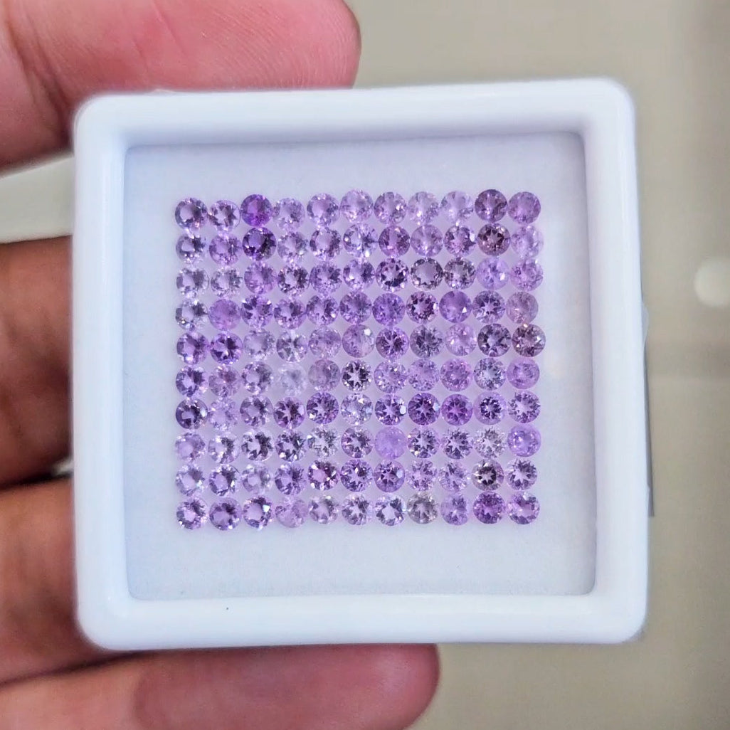 110 Pcs Of Natural Pink Amethyst Faceted | Round | Size: 2mm