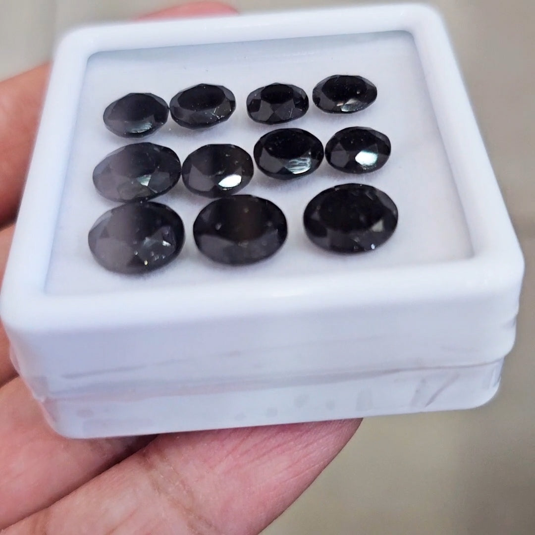 11 Pcs of Natural Black Onyx Faceted | Round | Size: 7-10mm
