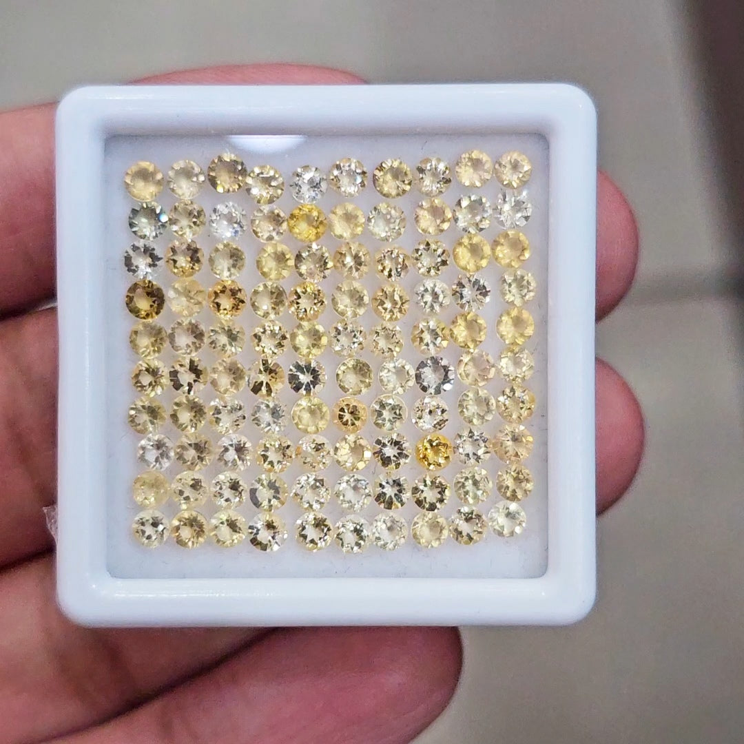 100 pcs Of Natural Citrine Faceted | Round | Size:2mm
