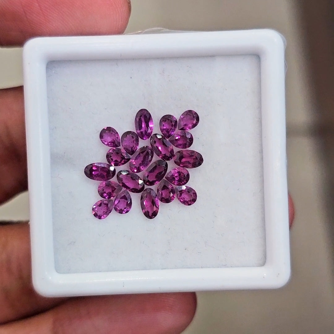 20 Pcs of Natural Rhodolite Garnet Faceted | Pear & Oval | Size: 4-5mm