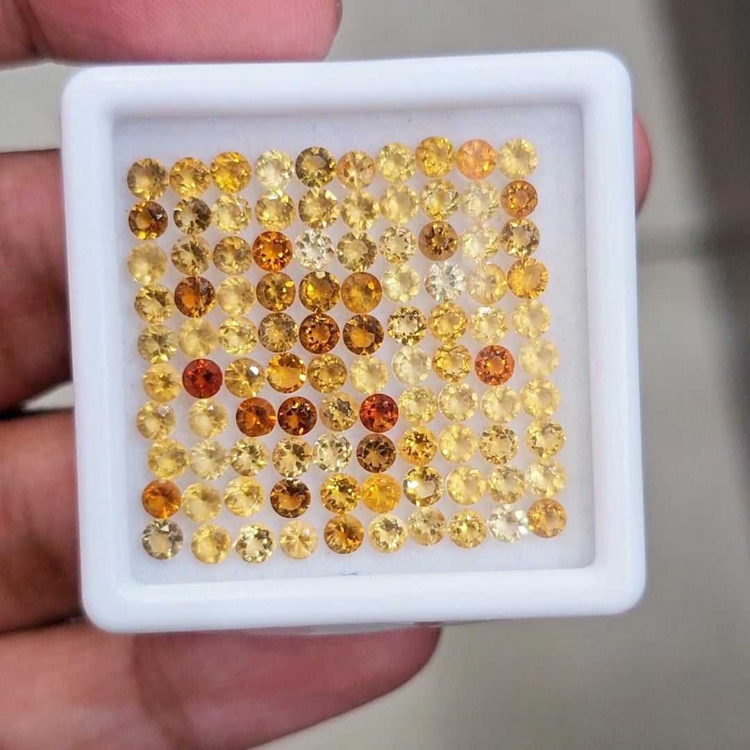100 pcs Of Natural Citrine Faceted | Round | Size:2-3mm