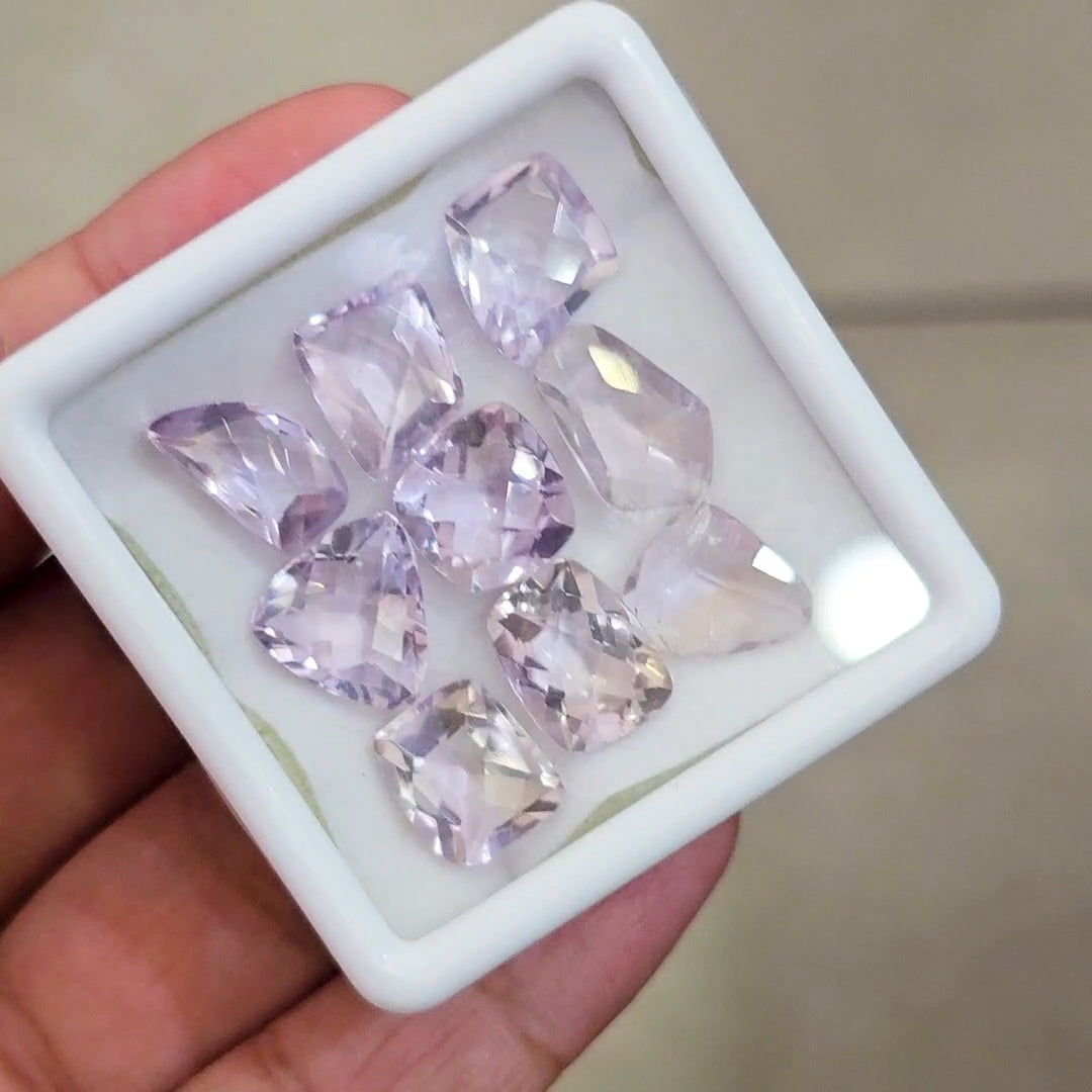 9 Pcs of Natural Ametrine Checker cut | Mix | Size: 11-14mm