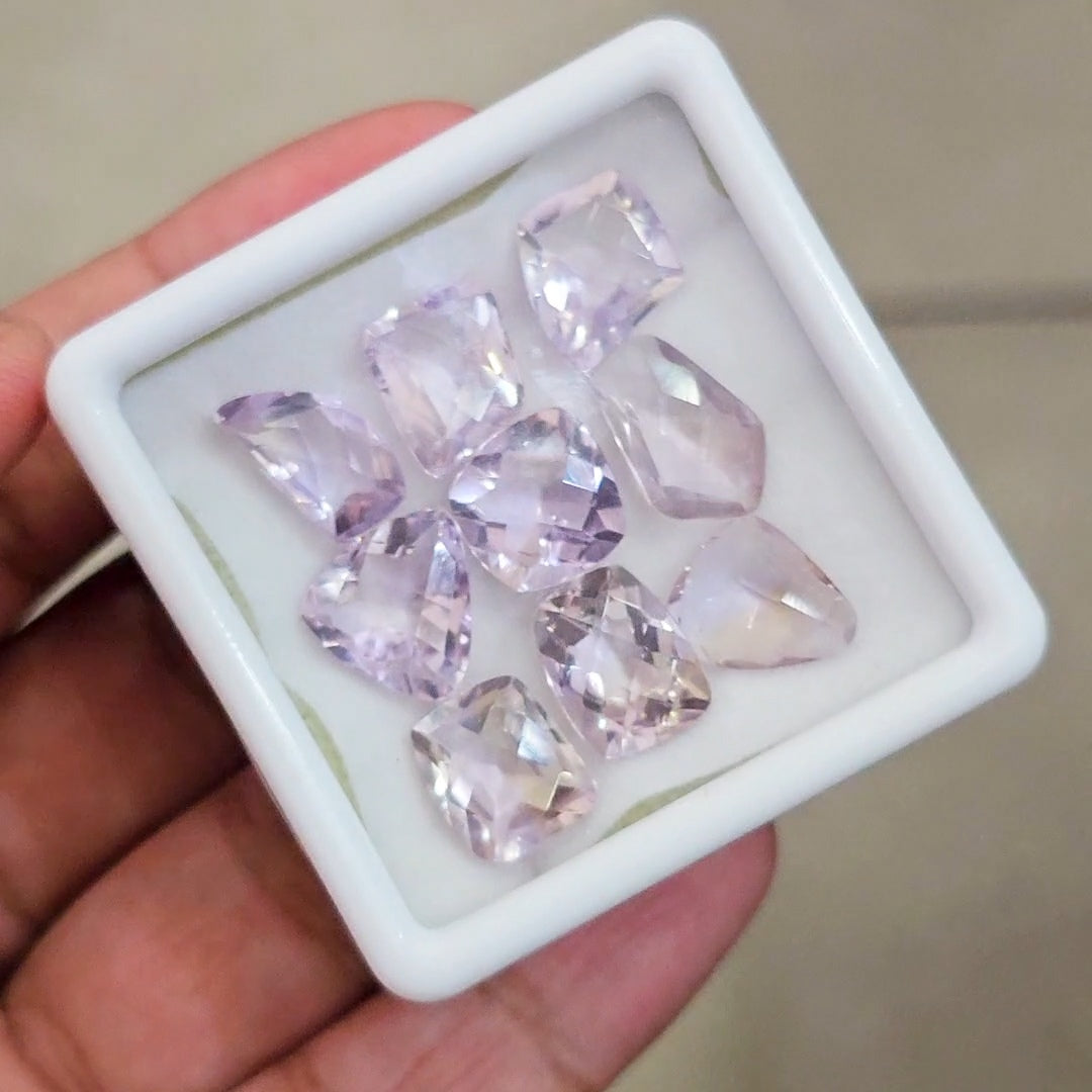 9 Pcs of Natural Ametrine Checker cut | Mix | Size: 11-14mm