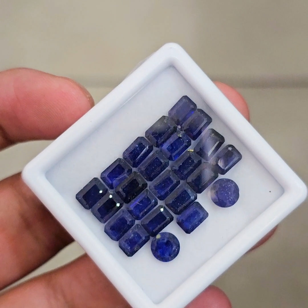 23 Pcs of Natural Blue Sapphire Faceted | Rectangle & Round | Size: 6x4mm