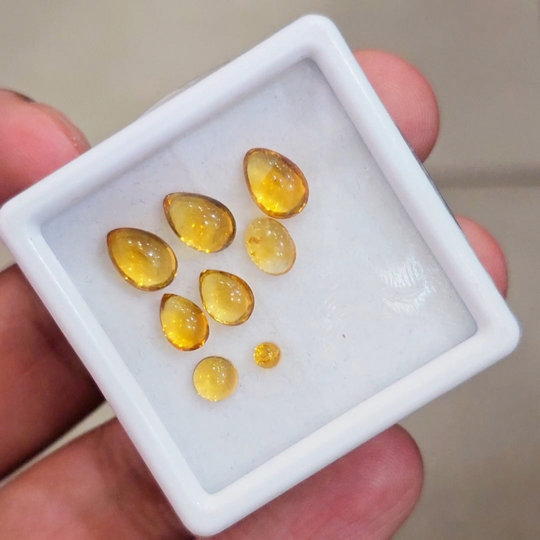 8 Pcs Of Natural Citrine Cabochons | Mix | Size:3-7mm
