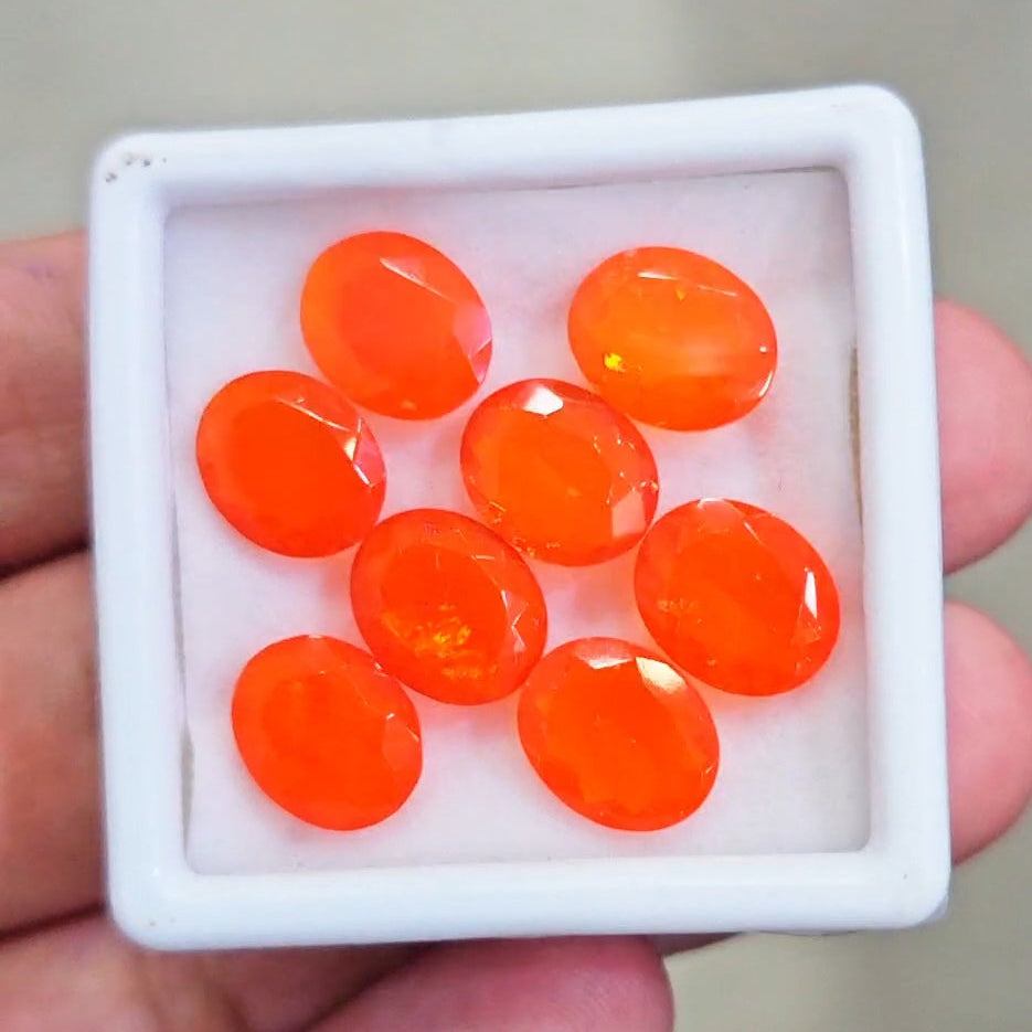 8 Pcs of Natural Smoked Heated Orange Opal Faceted | Oval | Size: 11x9mm
