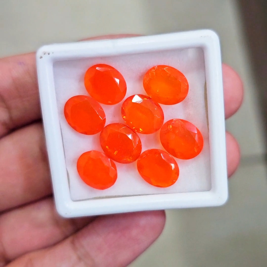 8 Pcs of Natural Smoked Heated Orange Opal Faceted | Oval | Size: 11x9mm