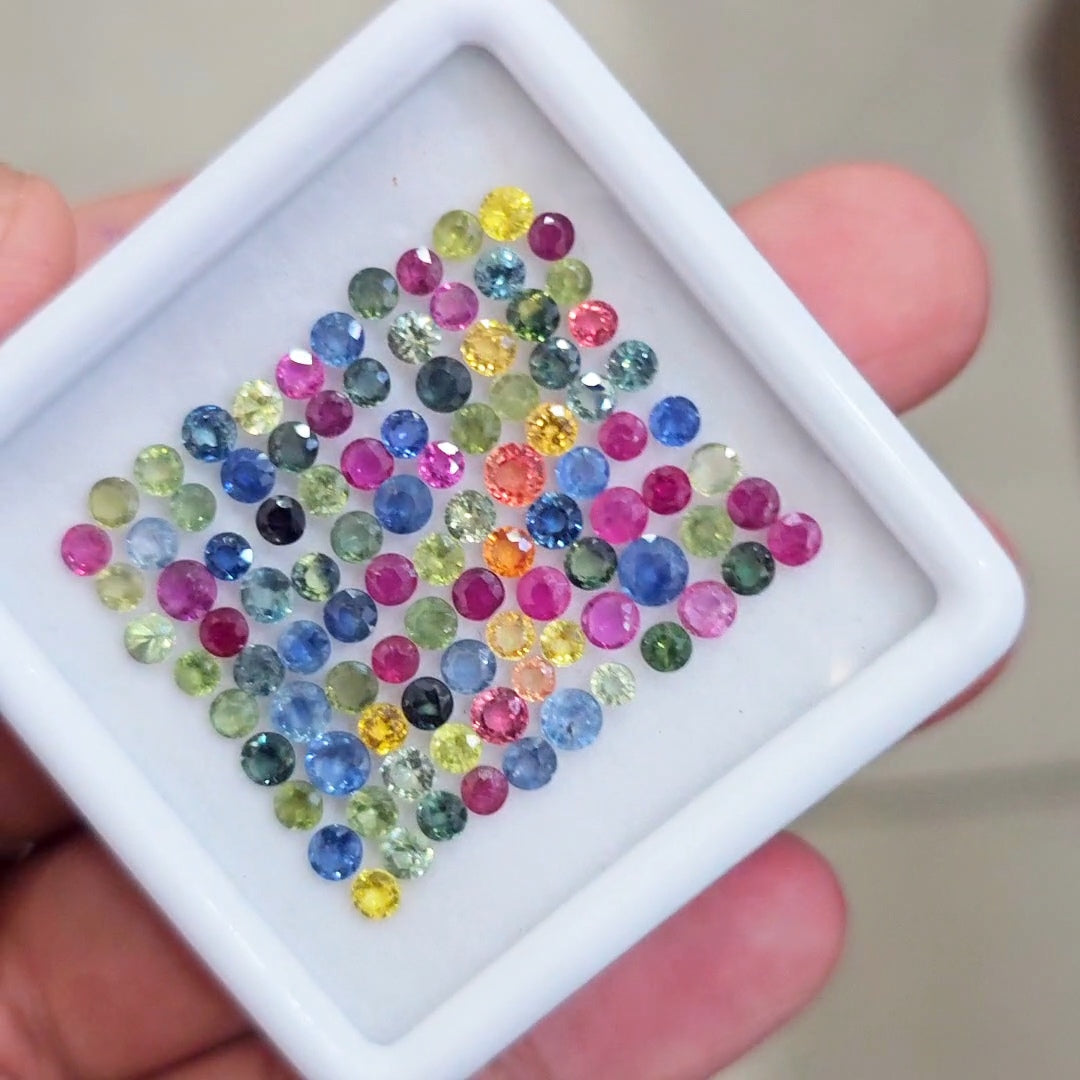 99 Pcs Of Natural Mulit Heated Sapphire Faceted | 3mm| Round