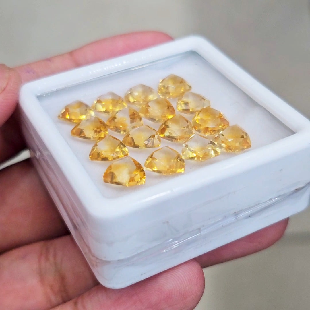 16 Pcs Of Natural Citrine Faceted | Trillion | Size:8mm