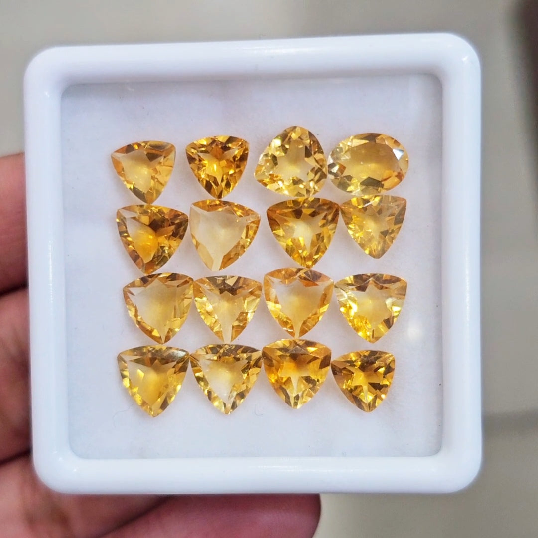 16 Pcs Of Natural Citrine Faceted | Trillion & Oval | Size:7-9mm