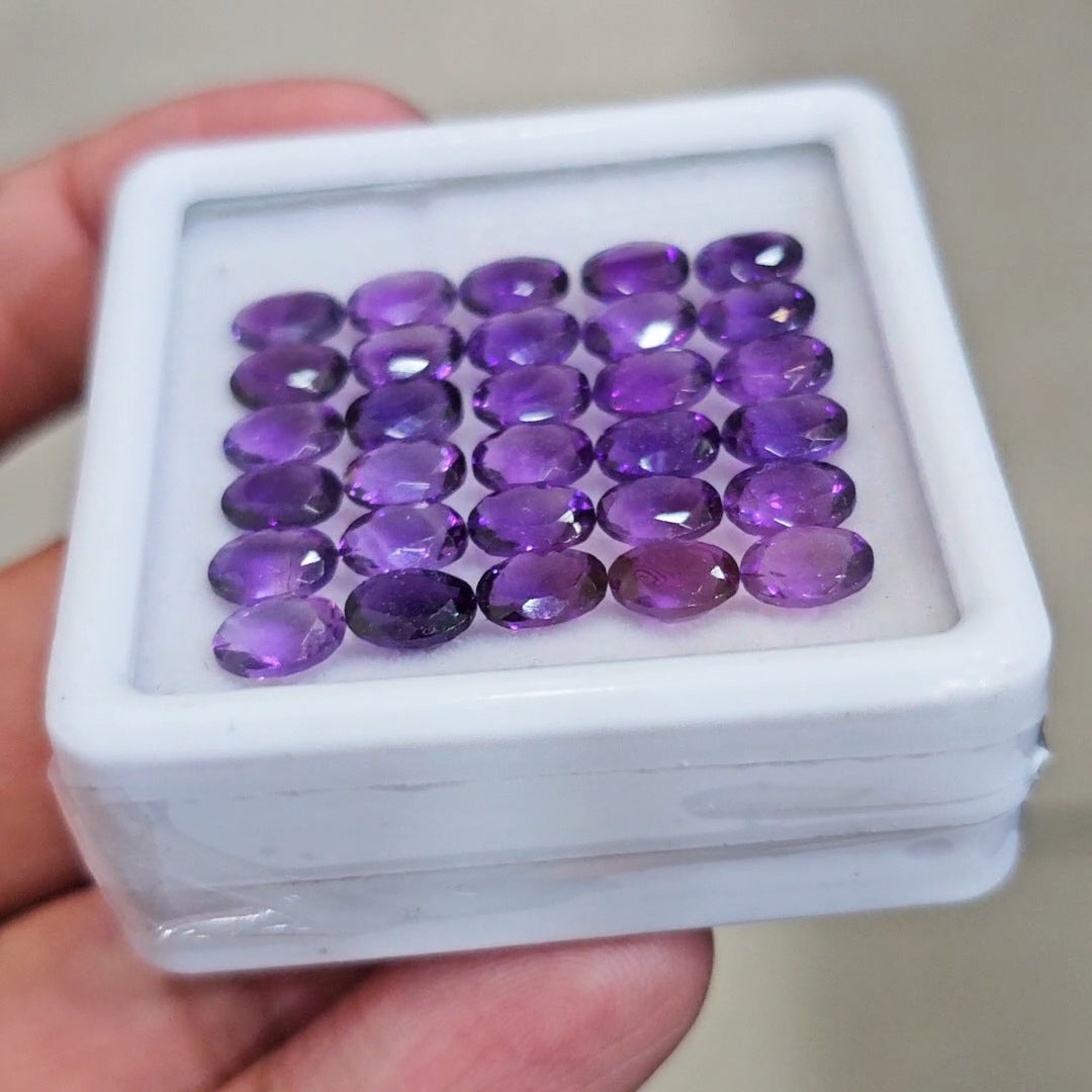 30 Pcs Of Natural Amethyst Faceted | Oval | Size:7x5mm