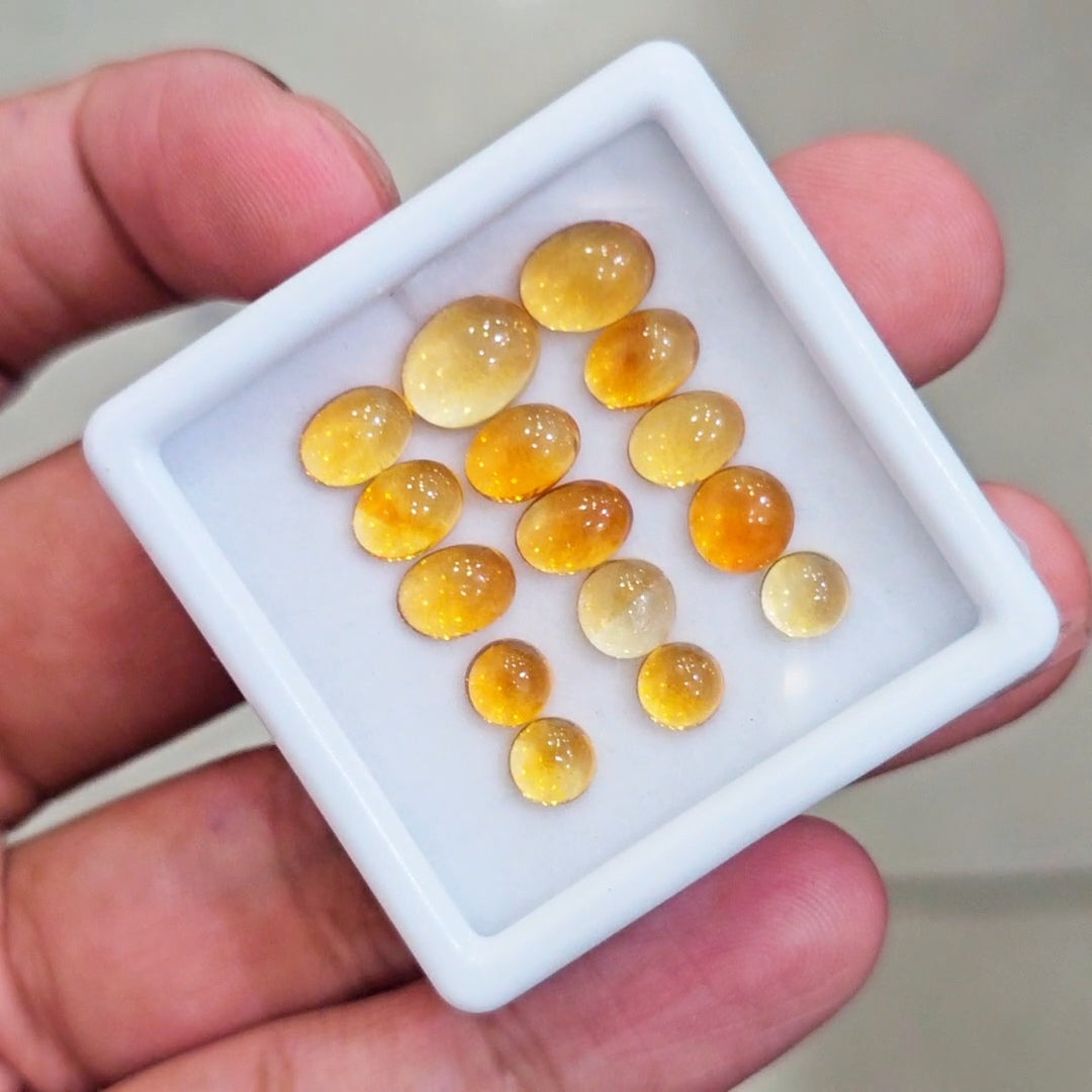 15 Pcs Of Natural Citrine Cabochons | Mix | Size:5-9mm