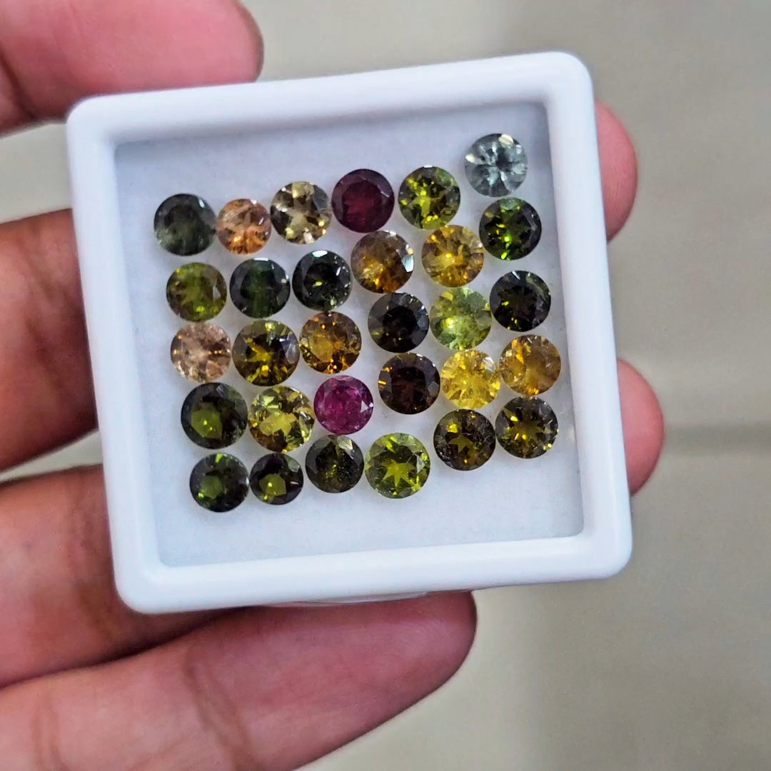 30 Pcs Natural Multi Tourmaline Faceted | Round | Size:5mm
