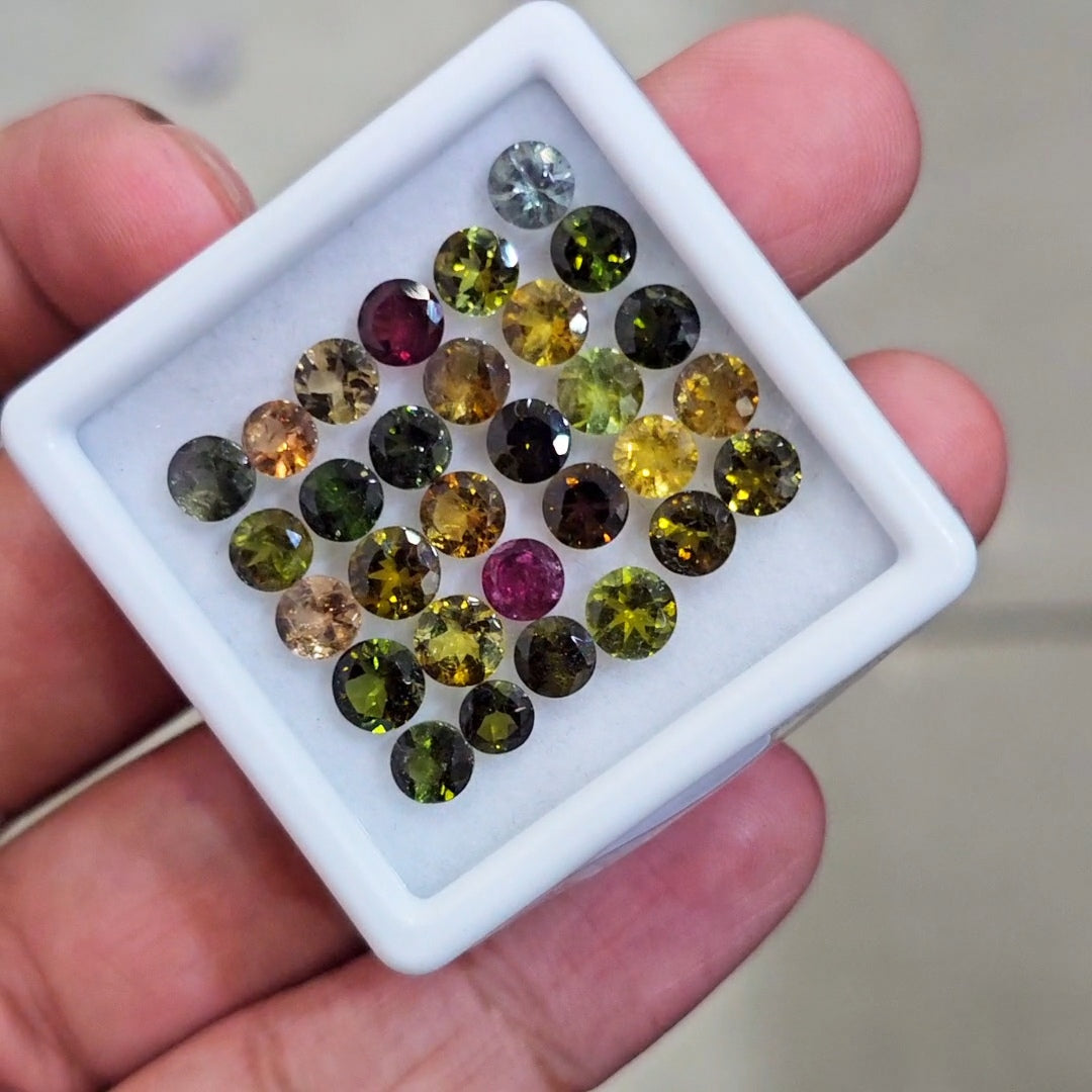 30 Pcs Natural Multi Tourmaline Faceted | Round | Size:5mm