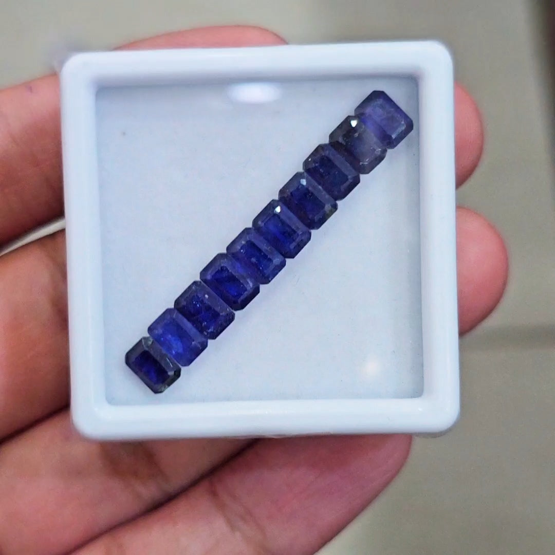 10 Pcs of Natural Blue Sapphire Faceted | Rectangle | Size: 6x4mm