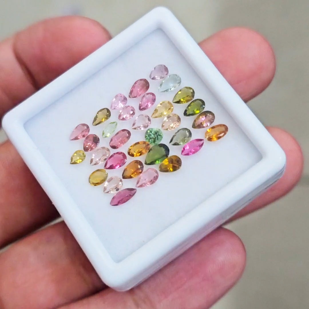 32 Pcs Natural Multi Tourmaline Faceted | Mix | Size:4-6mm