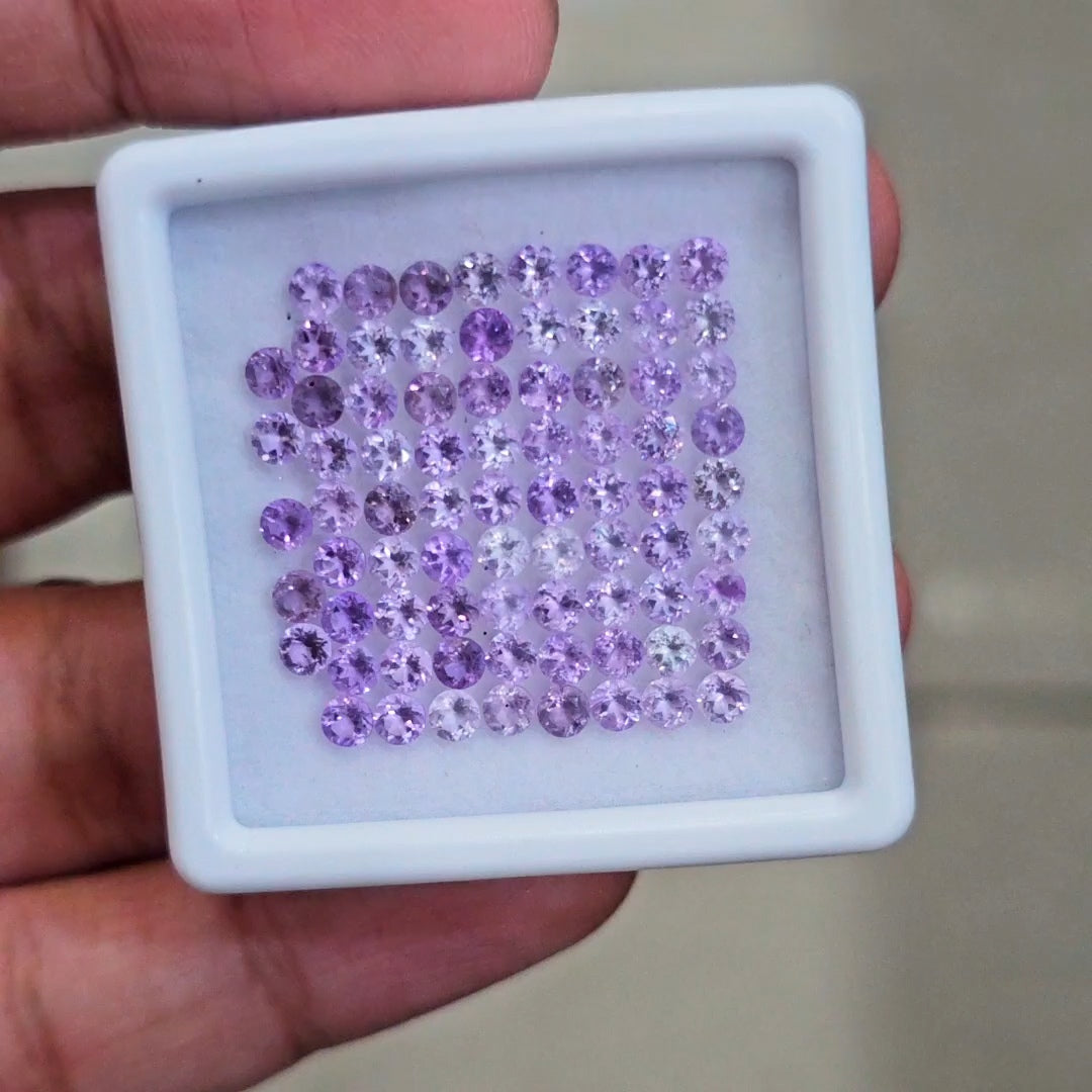 76 Pcs Of Natural Amethyst Faceted | Round | Size:3mm