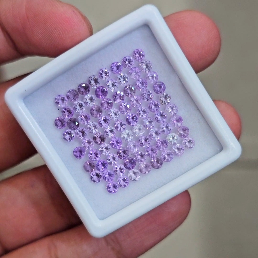 76 Pcs Of Natural Amethyst Faceted | Round | Size:3mm