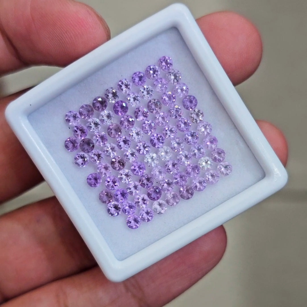 76 Pcs Of Natural Amethyst Faceted | Round | Size:3mm