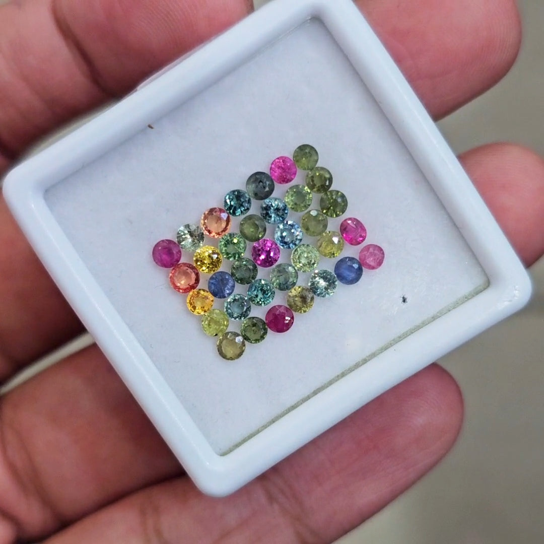 35 Pcs Of Natural Mulit Heated Sapphire Faceted | 3mm| Round