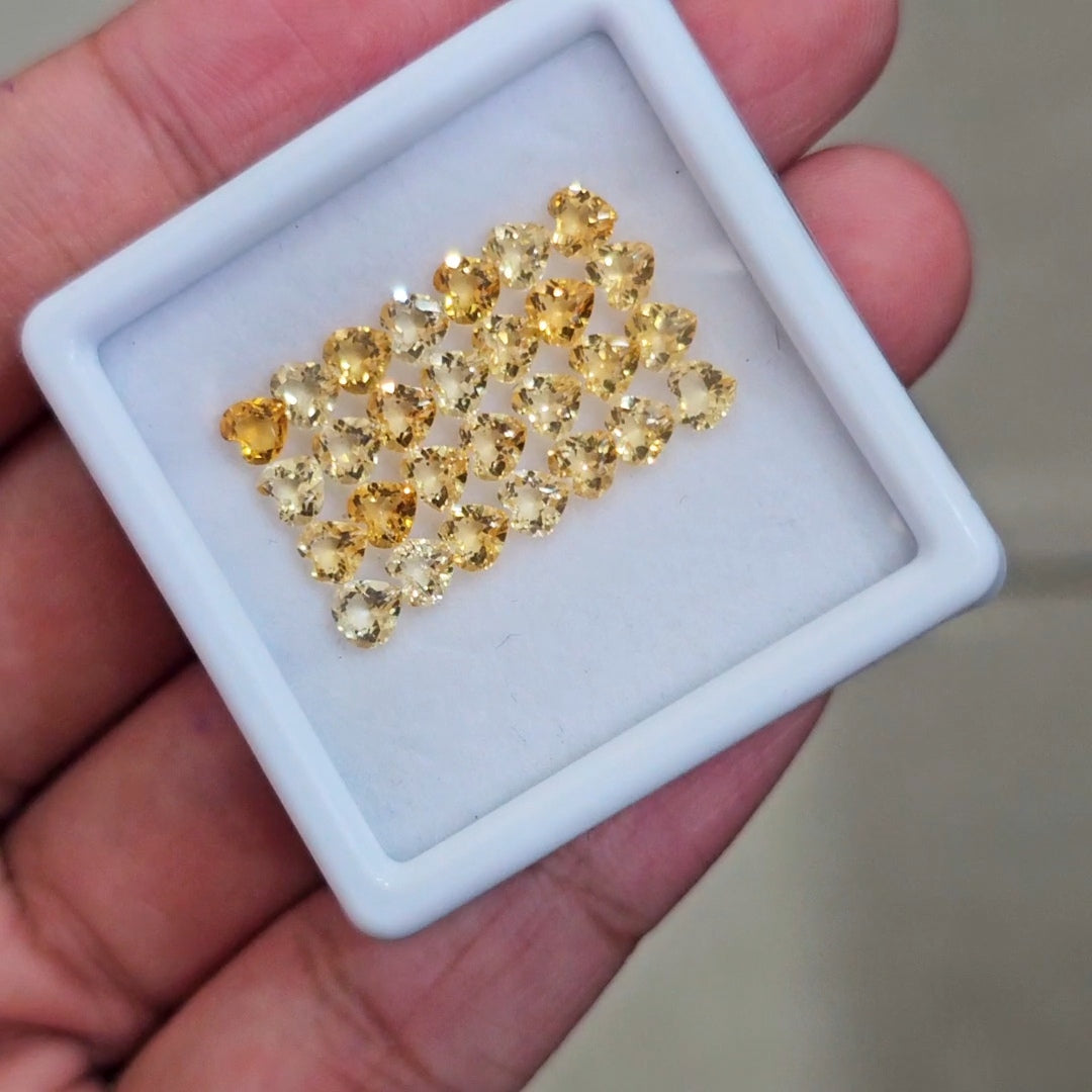 28 Pcs Of Natural Citrine Faceted | Heart | Size:4mm