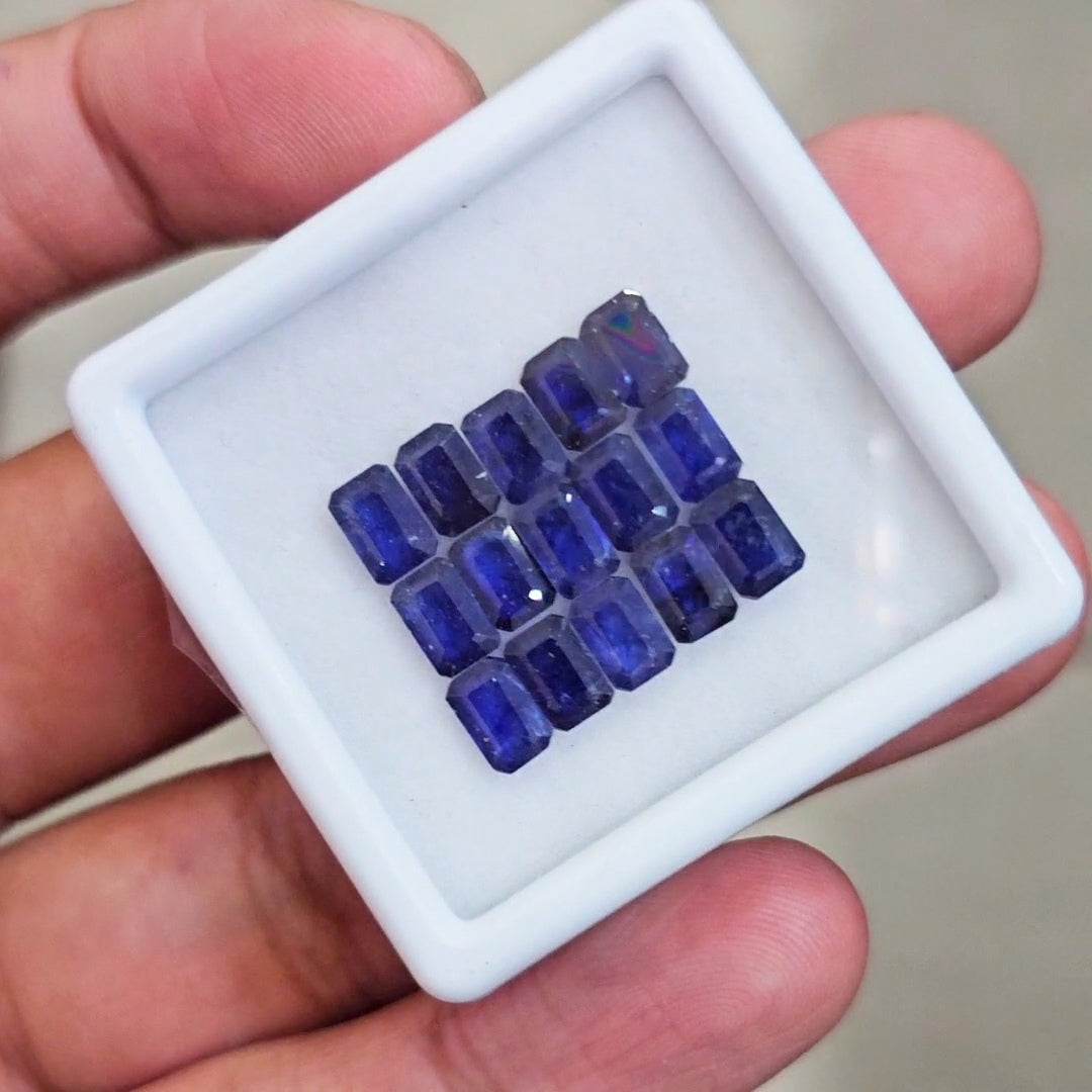 15 Pcs of Natural Blue Sapphire Faceted | Rectangle | Size: 6x4mm