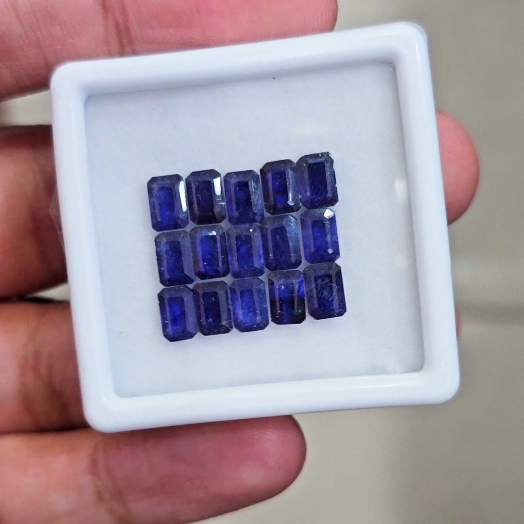 15 Pcs of Natural Blue Sapphire Faceted | Rectangle | Size: 6x4mm