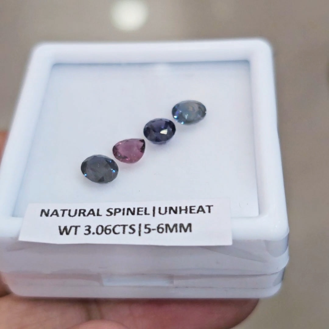 4 Pcs of Natural Unheated Spinel Faceted | Mix| Size: 5-6mm