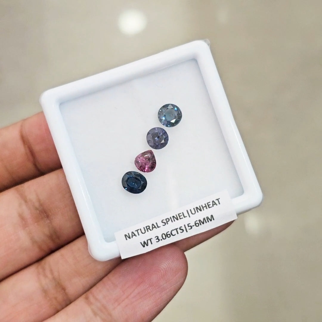 4 Pcs of Natural Unheated Spinel Faceted | Mix| Size: 5-6mm