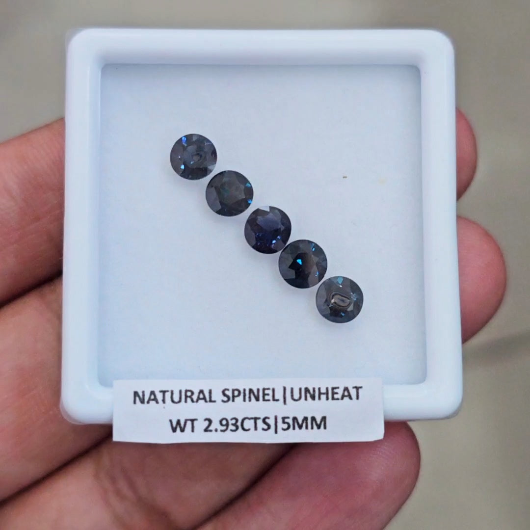 5 Pcs of Natural Unheated Spinel Faceted | Round | Size: 5mm