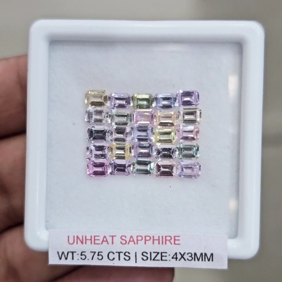 Box Of Natural Sri Lanka Unheated Sapphire | 4x3mm | Rectangle