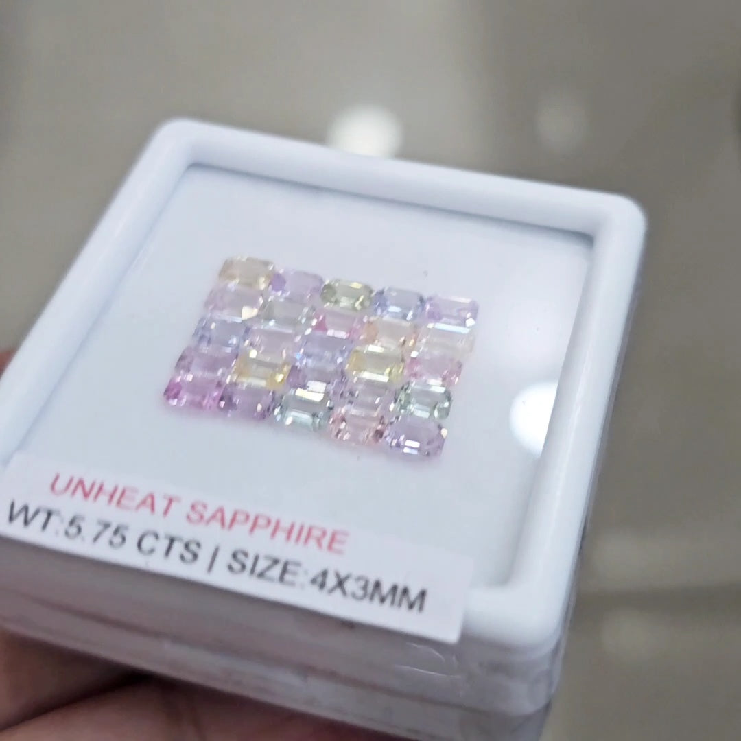 Box Of Natural Sri Lanka Unheated Sapphire | 4x3mm | Rectangle