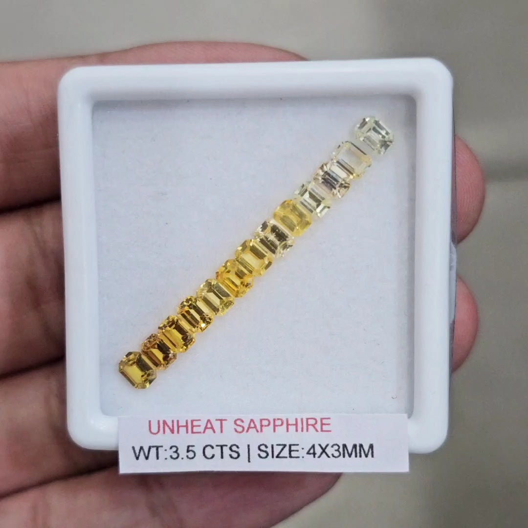 Box Of Natural Sri Lanka Unheated Yellow Shades Sapphire | 4x3mm | Rectangle