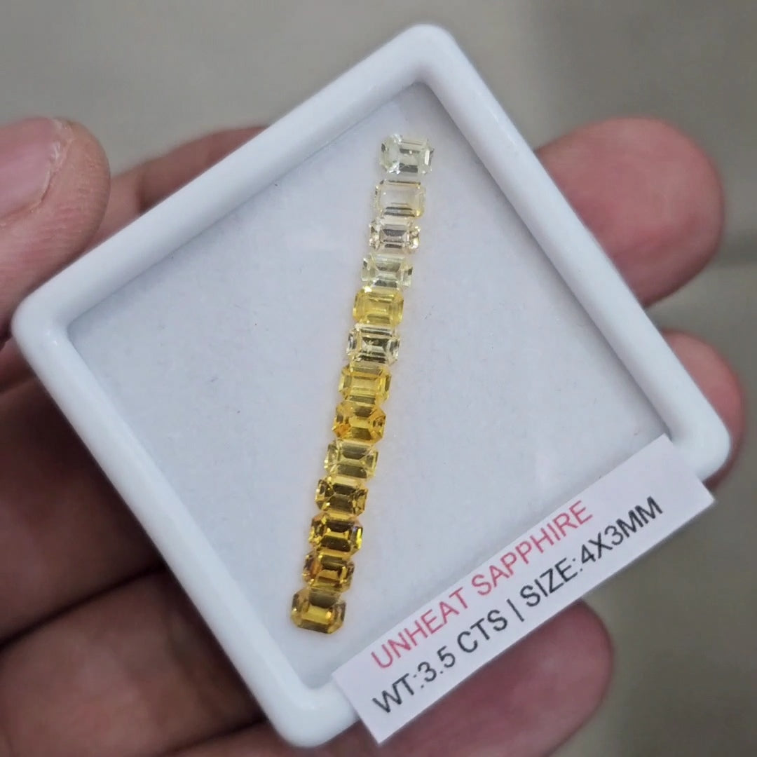 Box Of Natural Sri Lanka Unheated Yellow Shades Sapphire | 4x3mm | Rectangle