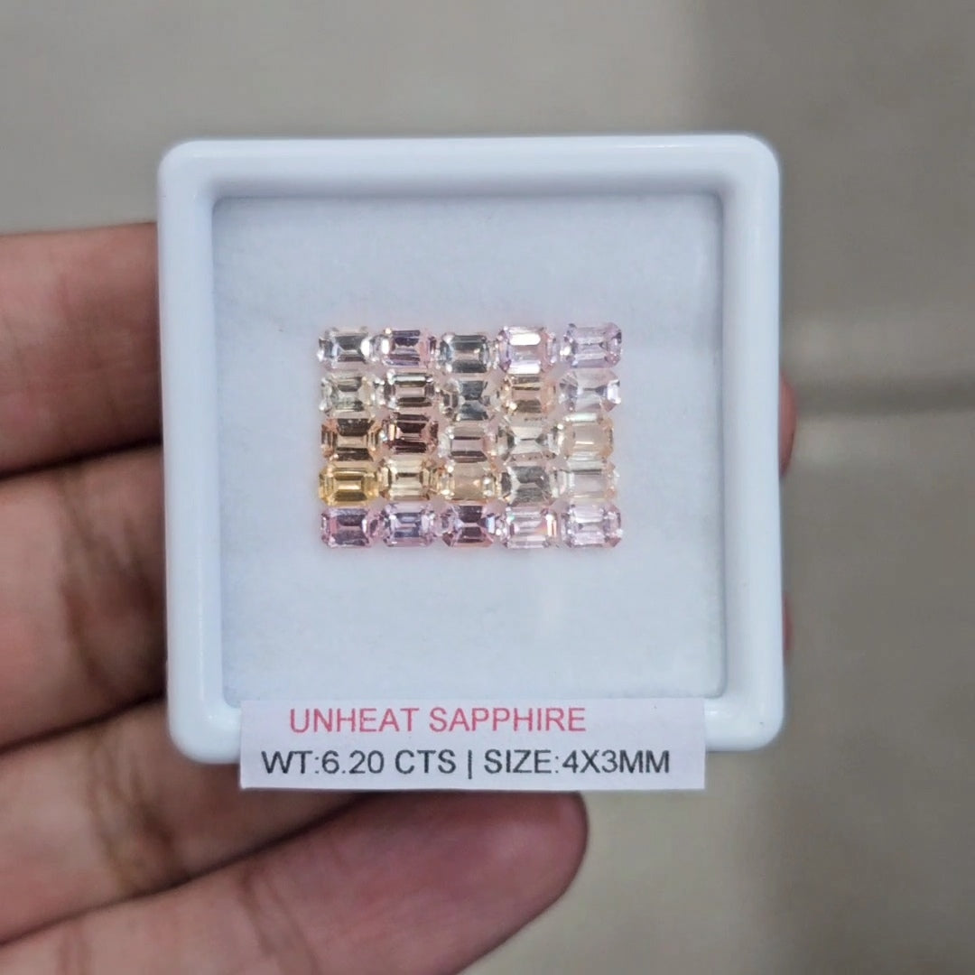 Box Of Natural Sri Lanka Unheated Sapphire | 4x3mm | Rectangle