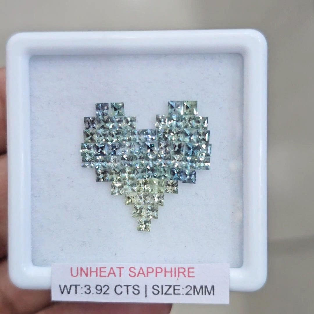 Box Of Natural Sri Lanka Unheated Green Shades Sapphire | 2mm | Square