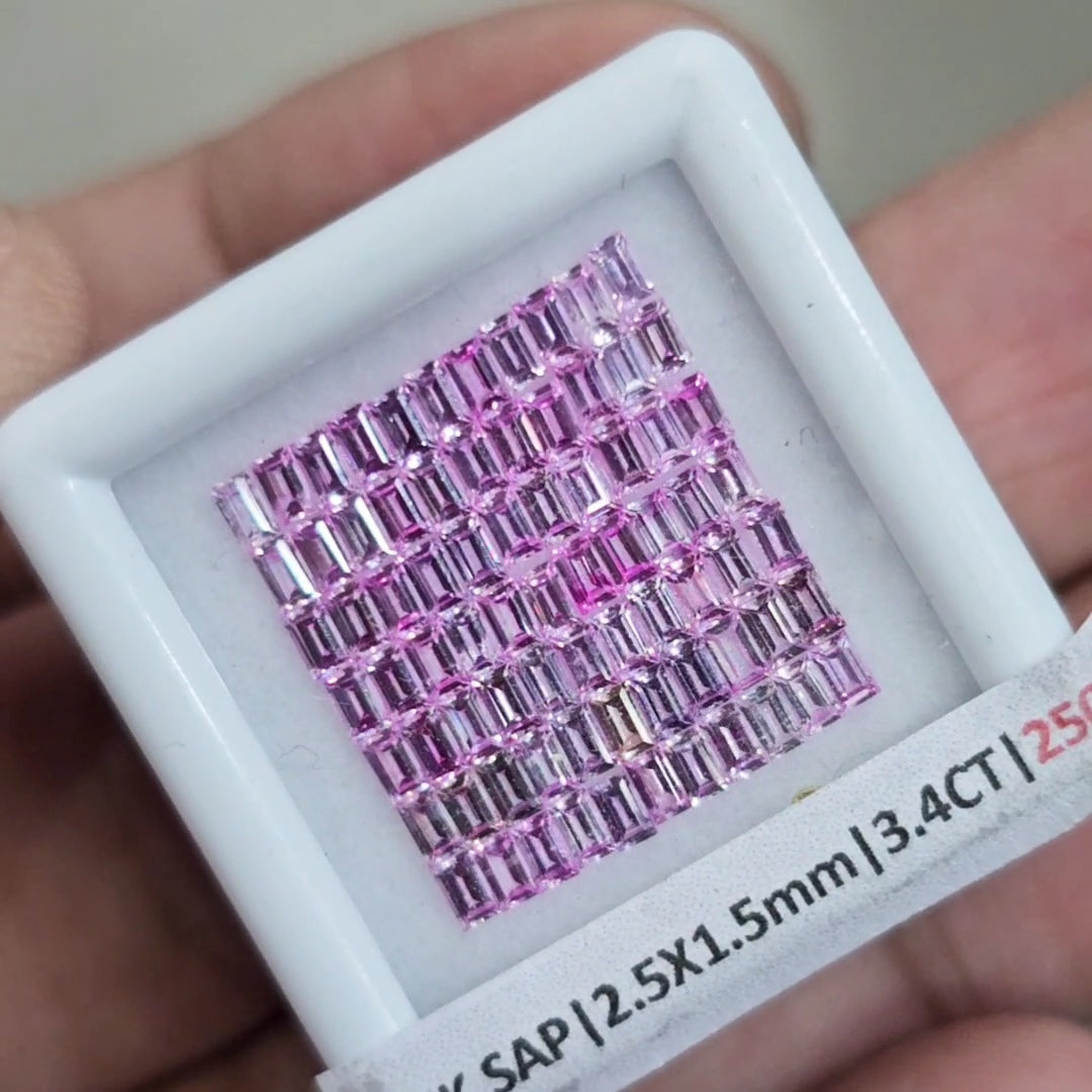Box Of Natural Sri Lanka Unheated Pink Sapphire | 2.5x1.5mm | Rectangle